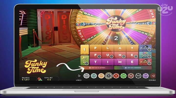 BET ON 12 LETTERS” button in PlayUZU Funky Time